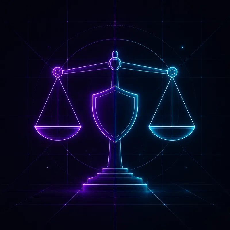 Abstract neon shield symbol representing editorial independence